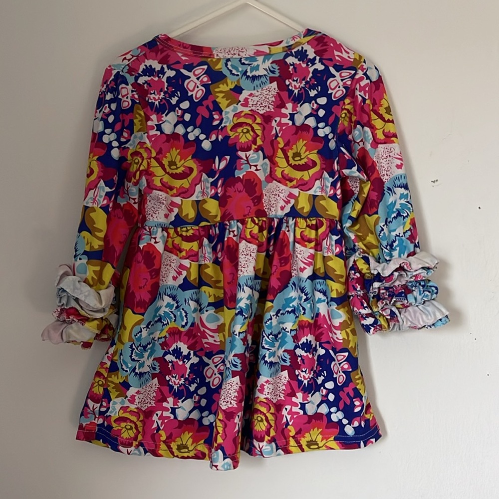 Girls Ruffle Flower Muitl Color Dress - Picture 2 of 3
